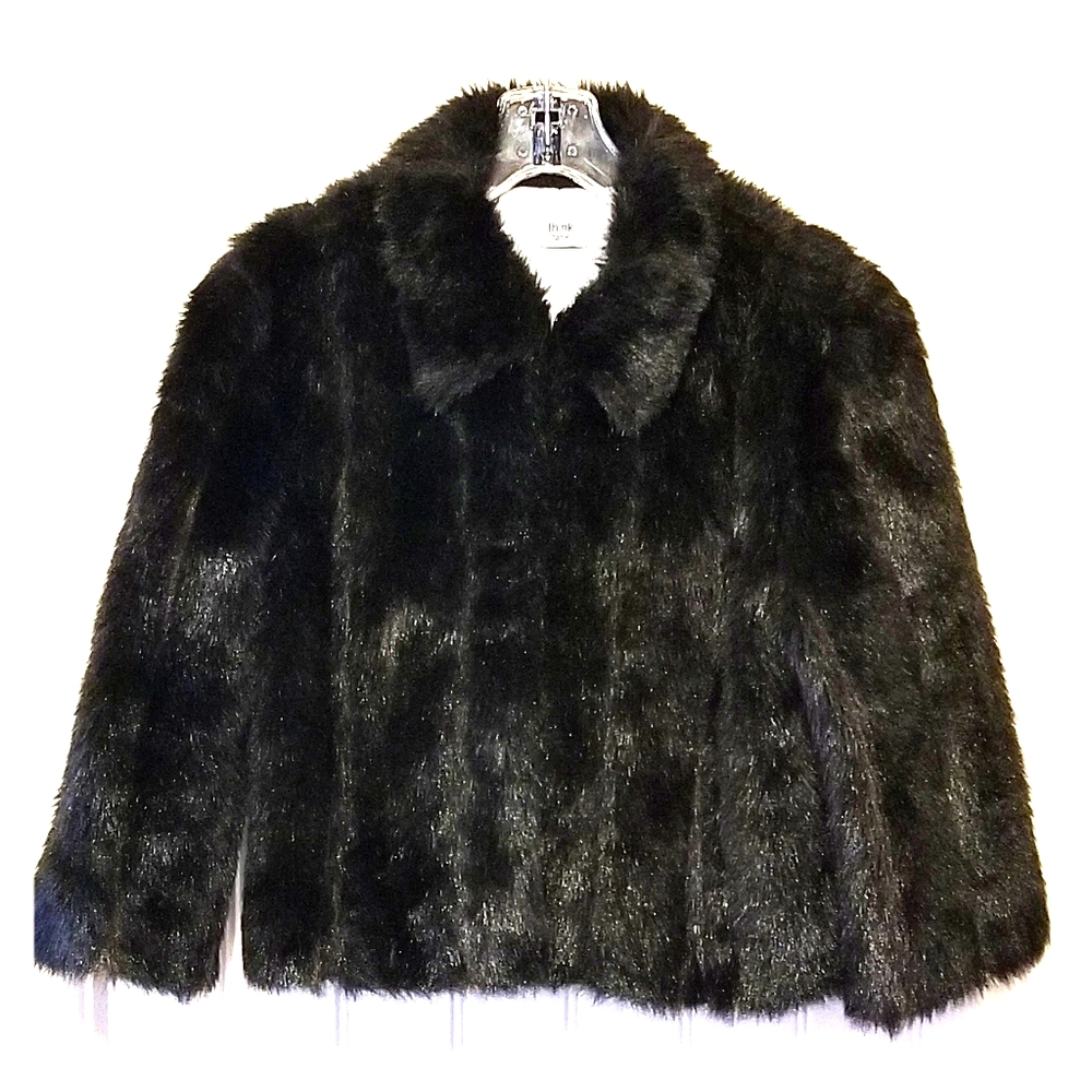 Faux Black Fur Coat